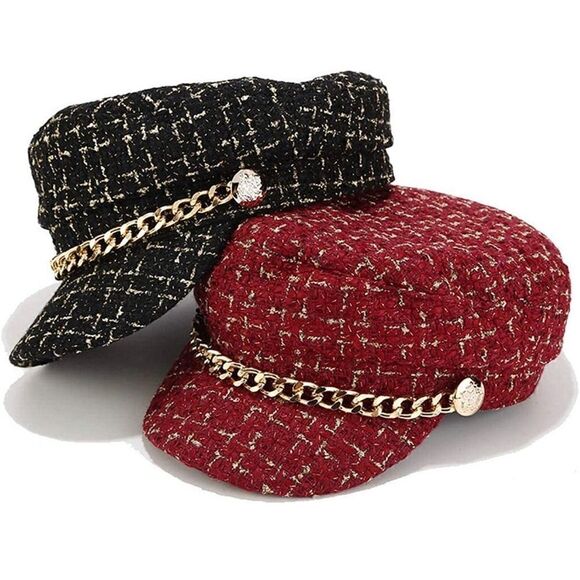 Red and gold Newboy cap hat - Picture 2 of 3